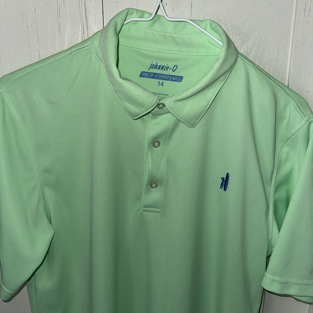 Johnnie-O Boys' Fairway Prep Performance Jr. Polo Size 14 Bright Mint Green